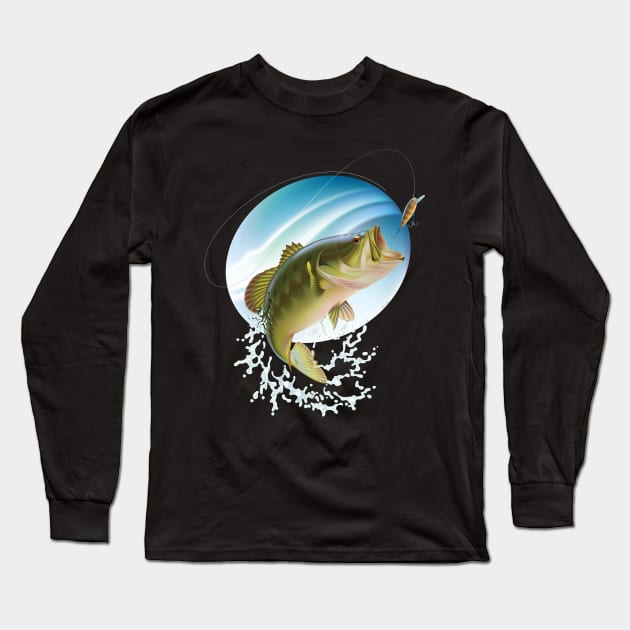 Large Mouth Bass 2 Long Sleeve T-Shirt by Ratherkool